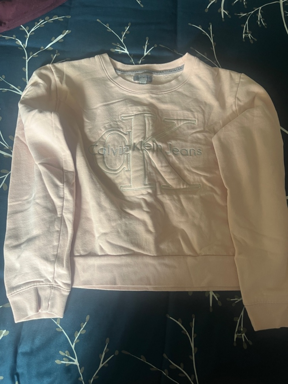Calvin Klein Jeans Pale Pink Embossed Logo Crewneck Sweatshirt
